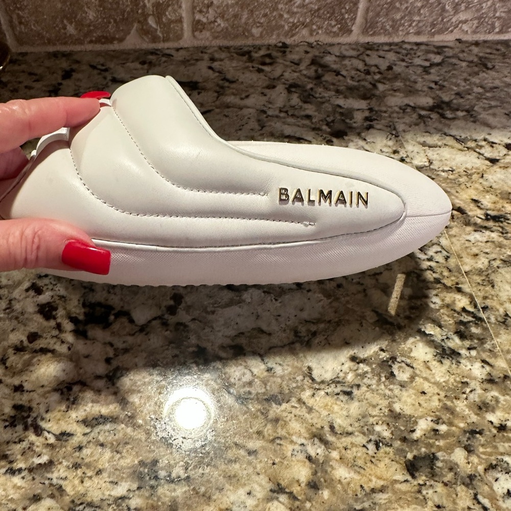 Balmain White Quilted Mules - Picture 5 of 9